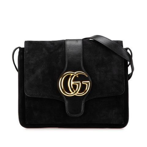 グッチ GGマーモント アリー 斜め掛け ショルダーバッグ 550126 ブラック スウェード レディース GUCCI 【中古】