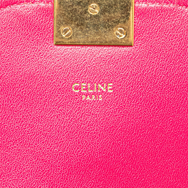 セリーヌ スモール C キルテッド チェーン ショルダーバッグ ピンク ゴールド カーフ レザー レディース CELINE 【中古】