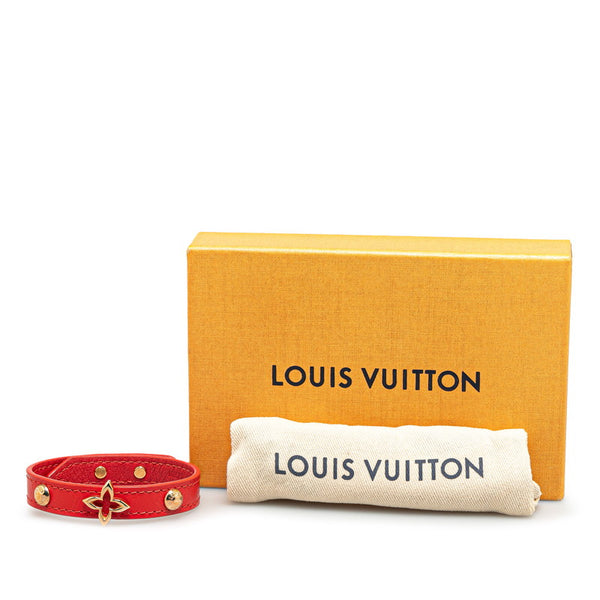 ルイ ヴィトン モノグラム フラワー ブレスレット#17 M6535 レッド レザー レディース LOUIS VUITTON 【中古】