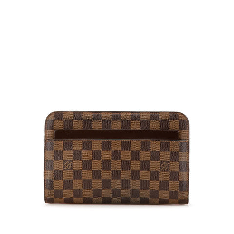 ルイ ヴィトン ダミエ サンルイ クラッチバッグ セカンドバッグ N51993 ブラウン PVC レザー メンズ LOUIS VUITTON 【中古】