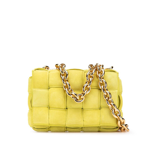 ボッテガヴェネタ カセット チェーン ショルダーバッグ グリーン スエード レディース BOTTEGAVENETA 【中古】