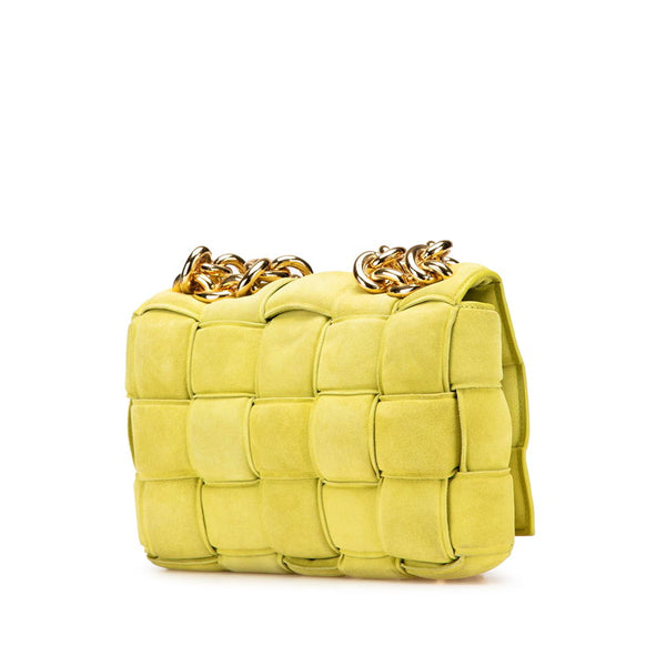 ボッテガヴェネタ カセット チェーン ショルダーバッグ グリーン スエード レディース BOTTEGAVENETA 【中古】