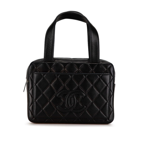 シャネル マトラッセ ココマーク ハンドバッグ トートバッグ ブラック ラムスキン レディース CHANEL 【中古】