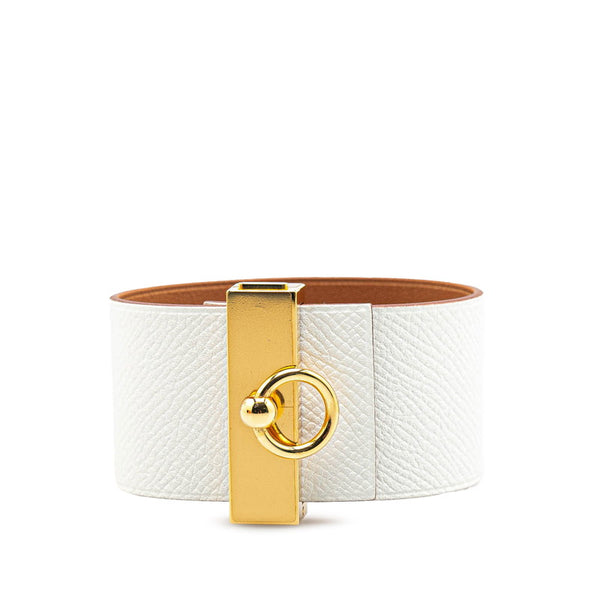 エルメス バングル ホワイト ヴォーエプソン メッキ レディース HERMES 【中古】