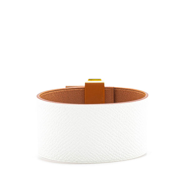 エルメス バングル ホワイト ヴォーエプソン メッキ レディース HERMES 【中古】