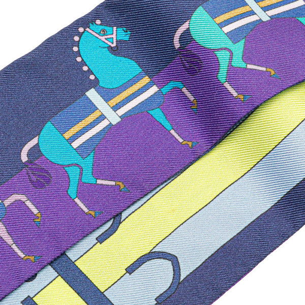 エルメス ツイリー Rocabar ロカバール 馬柄 スカーフ パープル ネイビー マルチカラー シルク レディース HERMES 【中古】