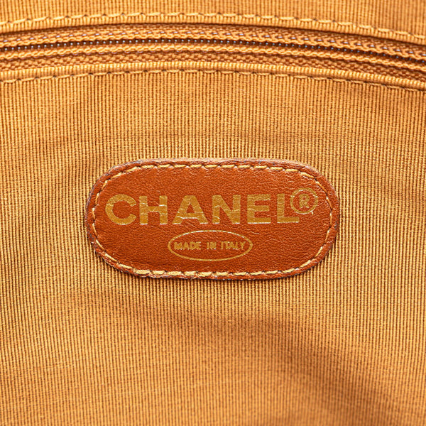シャネル ロゴ チェーン トートバッグ ブラウン キャビアスキン レディース CHANEL 【中古】
