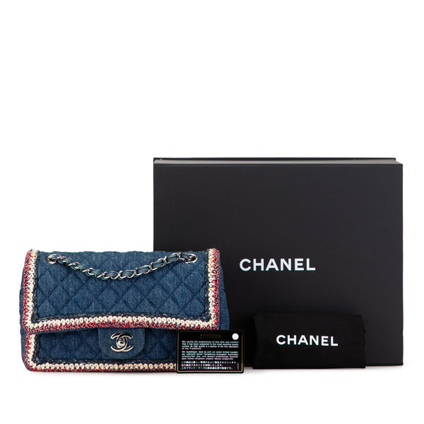 シャネル マトラッセ ココマーク チェーン ショルダーバッグ ハンドバッグ ブルー レッド デニム レディース CHANEL 【中古】