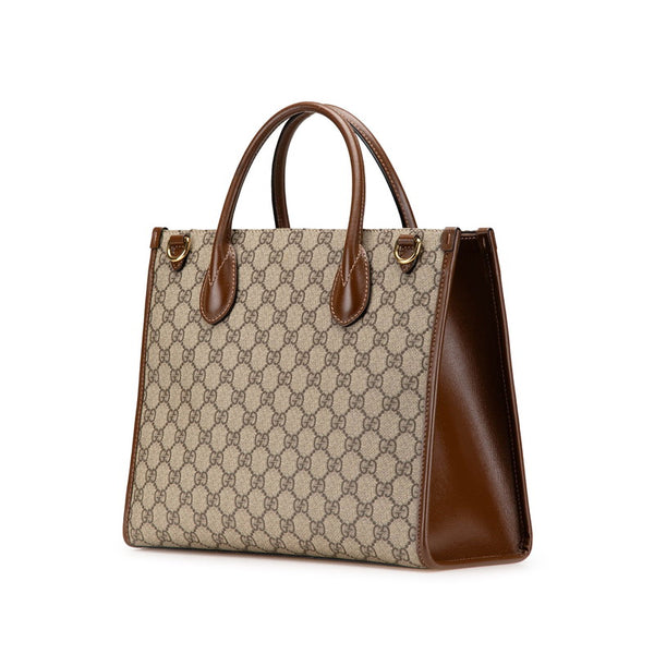 グッチ GGスプリーム GGスモール ハンドバッグ ショルダーバッグ 2WAY 659983 ベージュ ブラウン PVC レザー レディース GUCCI 【中古】