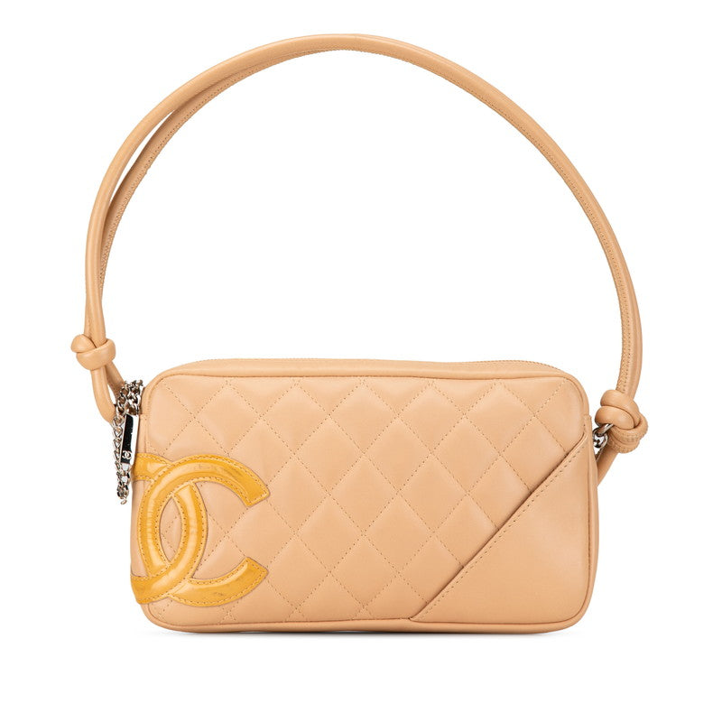 シャネル カンボン  ココマーク ハンドバッグ ショルダーバッグ ベージュ イエロー レザー エナメル レディース CHANEL 【中古】