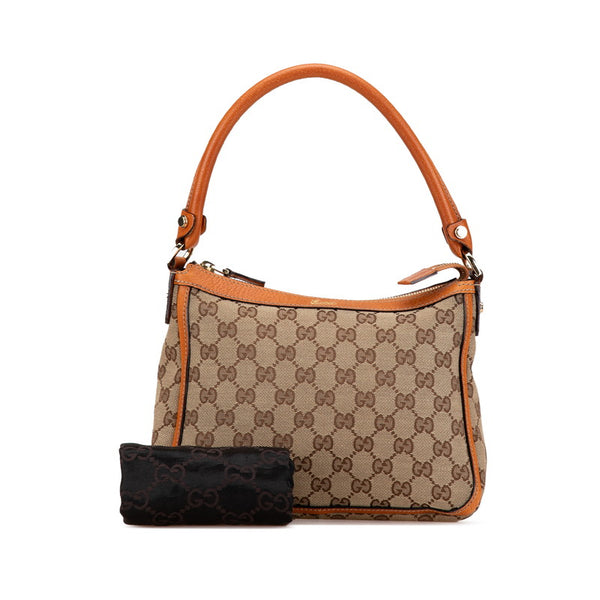 グッチ GGキャンバス ハンドバッグ 146244 ベージュ ブラウン キャンバス レザー レディース GUCCI 【中古】