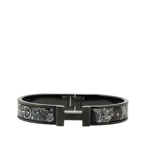 エルメス クリックHH T4 スカル モチーフ バングル ブラック メタル メンズ HERMES 【中古】
