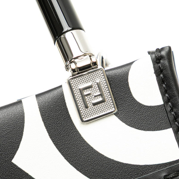 フェンディ × マークジェイコブス MARC JACOBS サンシャイン ショッパー スモール ハンドバッグ ショルダーバッグ 2WAY 8BS051 ブラック ホワイト レザー レディース FENDI 【中古】
