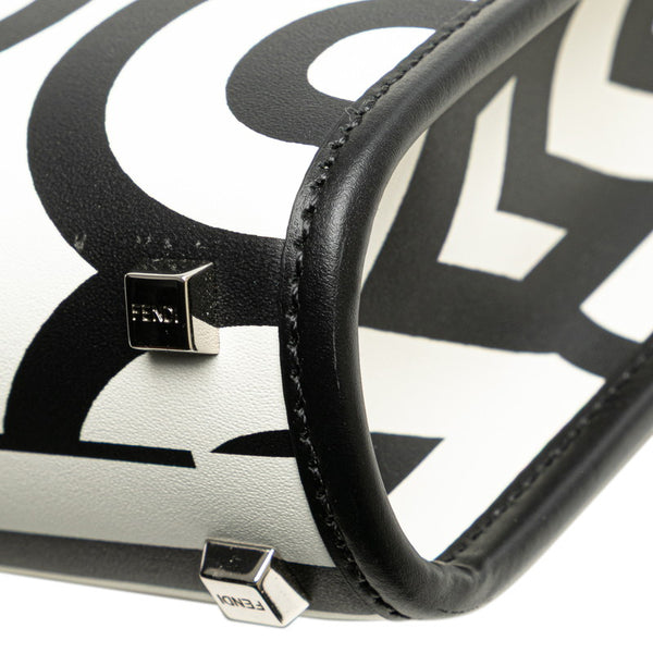 フェンディ × マークジェイコブス MARC JACOBS サンシャイン ショッパー スモール ハンドバッグ ショルダーバッグ 2WAY 8BS051 ブラック ホワイト レザー レディース FENDI 【中古】