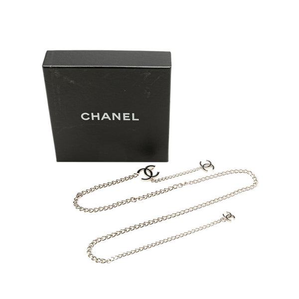 シャネル 3P ココマーク チェーン ベルト シルバー ブラック メタル レディース CHANEL 【中古】