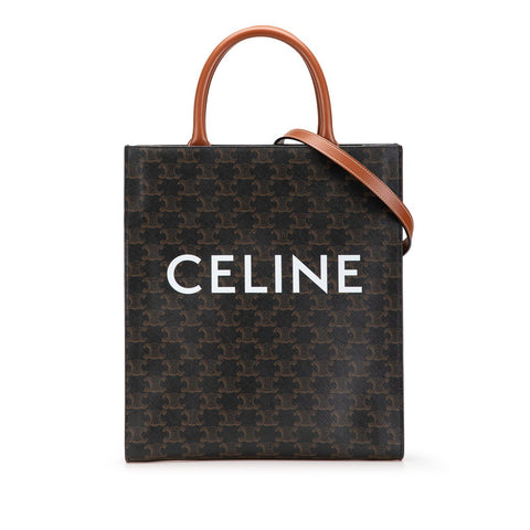 セリーヌ トリオンフ バーティカルカバ  ラージ ハンドバッグ ショルダーバッグ 2WAY ブラウン PVC レザー レディース CELINE 【中古】