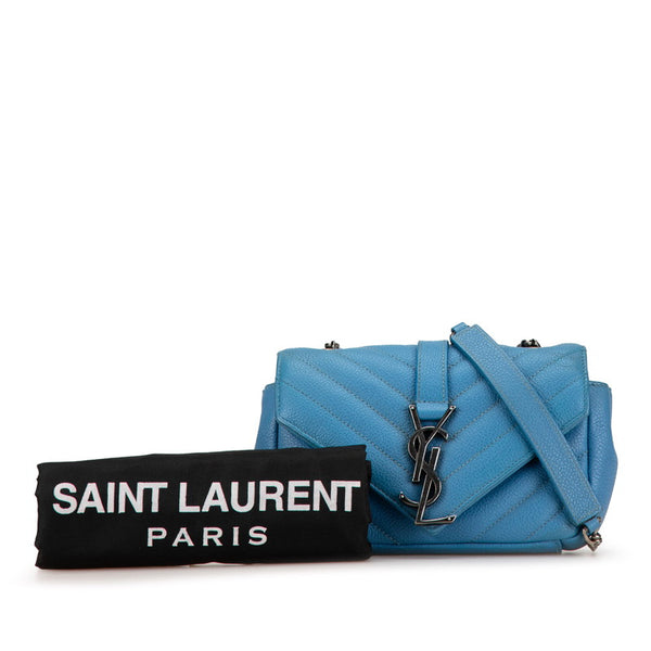 サンローラン YSLロゴ ベイビーチャイ 斜め掛け チェーン ショルダーバッグ 399289 ブルー レザー レディース SAINT LAURENT 【中古】