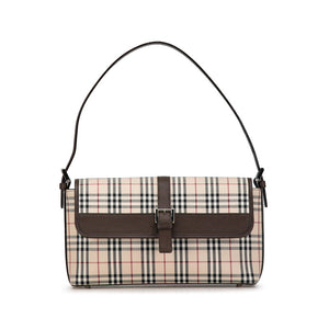 バーバリー ノバチェック ハンドバッグ ワンショルダーバッグ ベージュ ブラウン キャンバス レザー レディース BURBERRY 【中古】