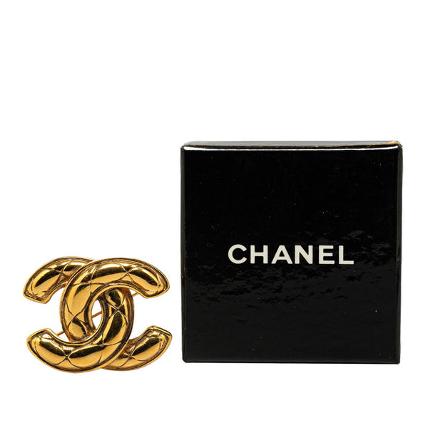 シャネル ヴィンテージ マトラッセ ココマーク ブローチ ゴールド メッキ レディース CHANEL 【中古】