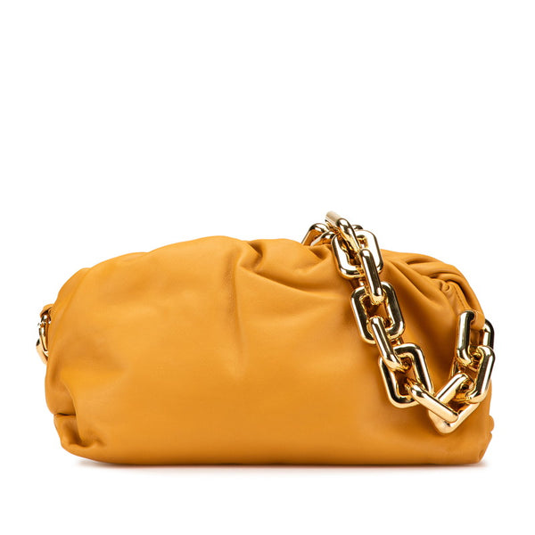 ボッテガヴェネタ ザ ポーチ チェーン ショルダーバッグ  キャメル ブラウン レザー レディース BOTTEGAVENETA 【中古】