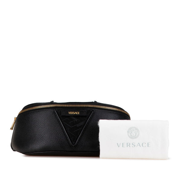 ヴェルサーチェ ウエストバッグ ボディバッグ ブラック レザー レディース VERSACE 【中古】