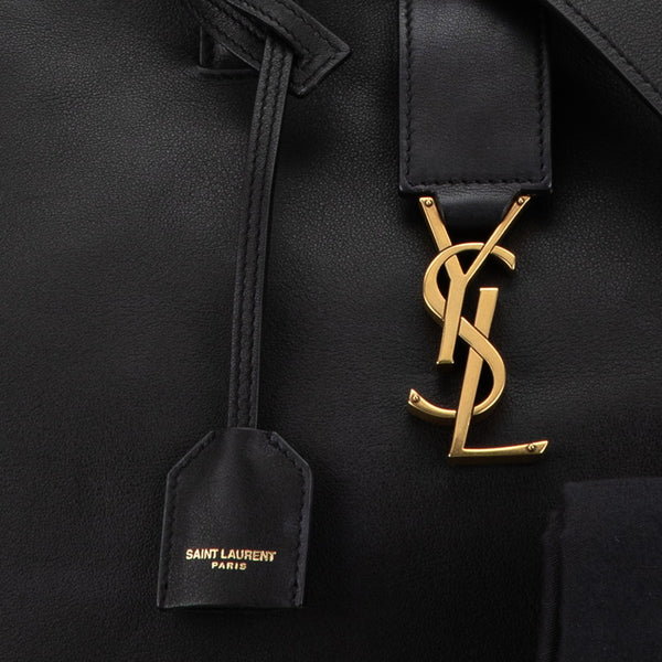 サンローラン YSLロゴ ダウンタウン カバス ハンドバッグ ショルダーバッグ 2WAY ブラック レザー スウェード レディース SAINT LAURENT 【中古】