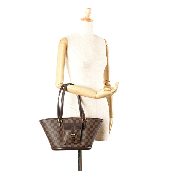 ルイ ヴィトン ダミエ マノスクPM トートバッグ ショルダーバッグ N51121 ブラウン PVC レザー レディース LOUIS VUITTON 【中古】
