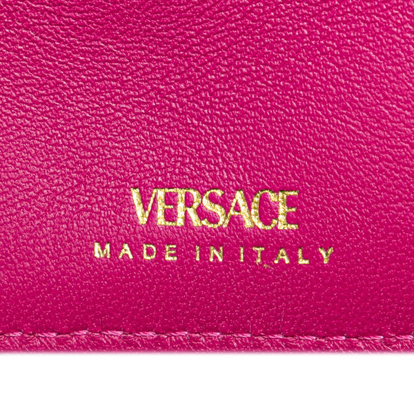 ヴェルサーチェ メデューサ メダル 二つ折り財布 パープル ピンク レザー レディース VERSACE 【中古】