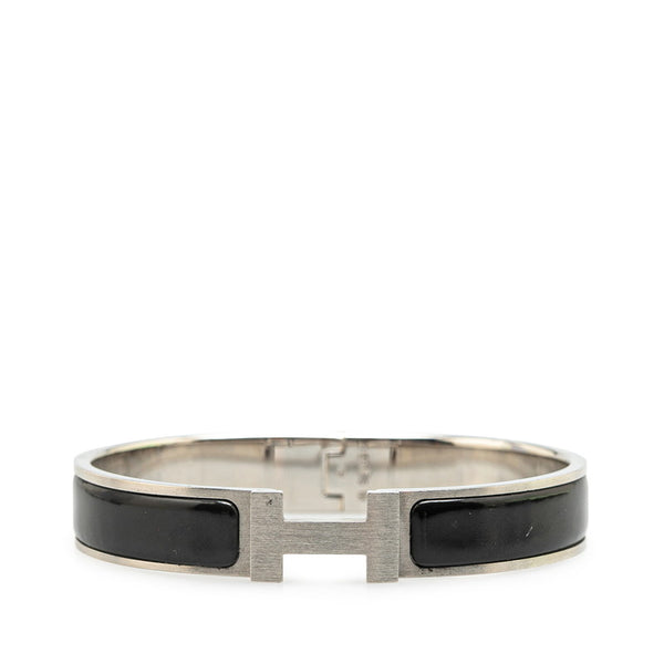エルメス クリックHH T4 ブレスレット シルバー ブラック メタル レディース HERMES 【中古】