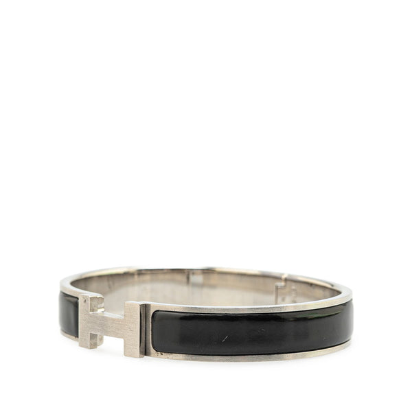 エルメス クリックHH T4 ブレスレット シルバー ブラック メタル レディース HERMES 【中古】
