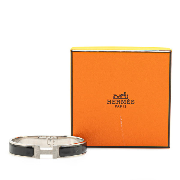 エルメス クリックHH T4 ブレスレット シルバー ブラック メタル レディース HERMES 【中古】