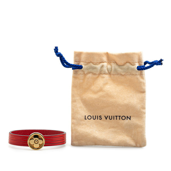 ルイ ヴィトン エピ ブラスレ フラワーアクション ブレスレット M6532 ルージュ レッド レザー メッキ レディース LOUIS VUITTON 【中古】