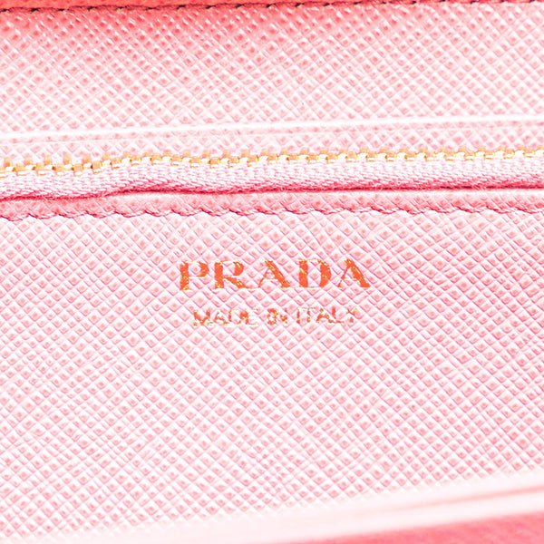 プラダ ラウンドファスナー 長財布 1ML506 ピンク サフィアーノ レディース PRADA 【中古】