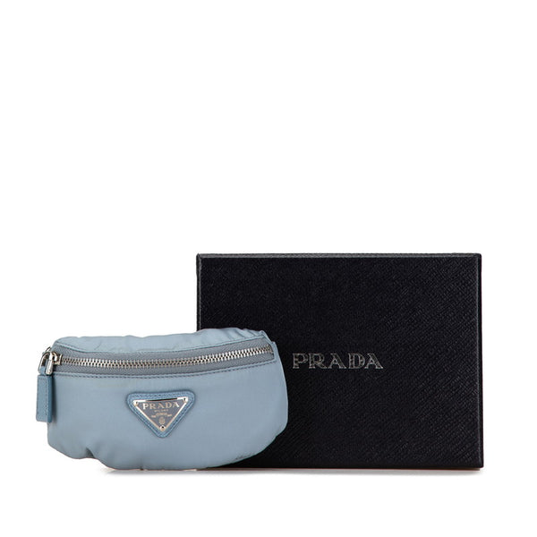 プラダ 三角ロゴプレート リストポーチ 小物入れ　化粧ポーチ 1TT095 ブルー ナイロン レディース PRADA 【中古】