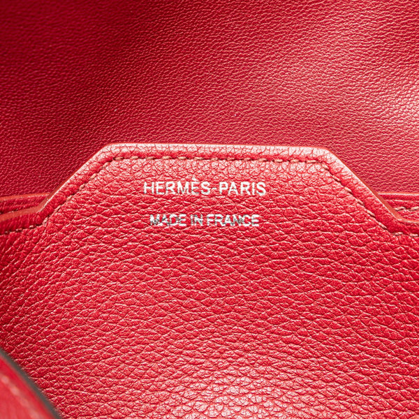 エルメス パッサン コンパクト 二つ折り財布 レッド エバーカーフ レディース HERMES 【中古】