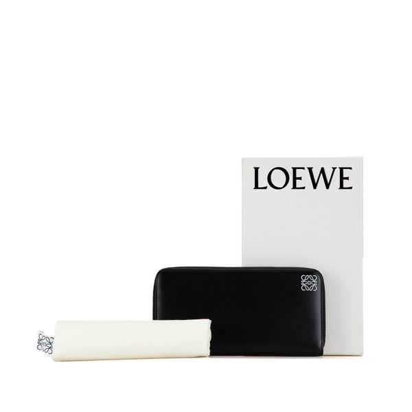 ロエベ アマソナ ラウンドファスナー 長財布 ブラック レザー レディース LOEWE 【中古】