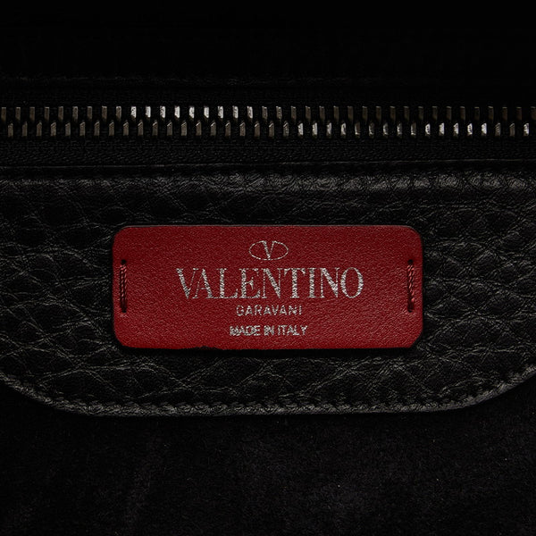 ヴァレンチノ ロックスタッズ ショルダーバッグ ブラック レザー メンズ Valentino 【中古】