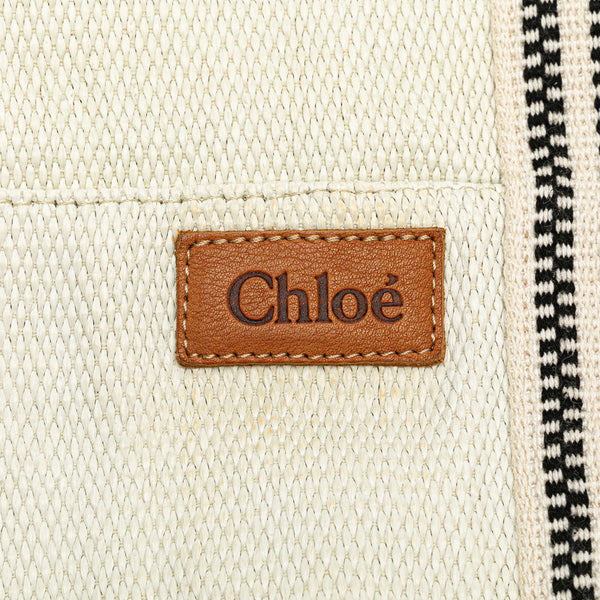 クロエ ビーチライン ビーチバッグ トートバッグ ベージュ ブラウン ストロー キャンバス レディース Chloe 【中古】