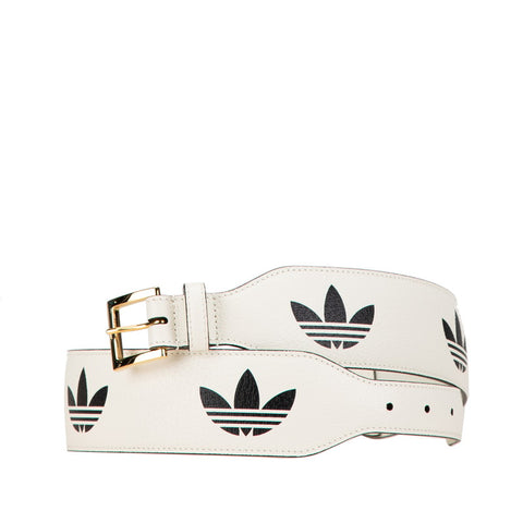 グッチ × adidas アディダス ホースビット ベルト 625854 ホワイト ブラック レザー レディース GUCCI 【中古】