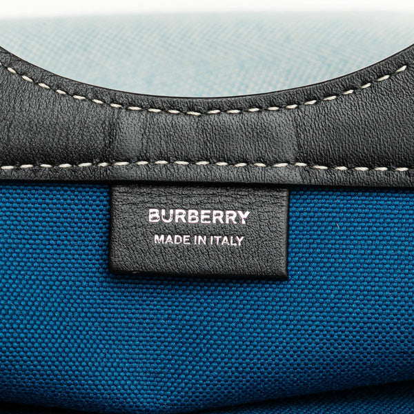 バーバリー ポケットバッグ ハンドバッグ ショルダーバッグ 2WAY ブルー ブラック キャンバス レザー レディース BURBERRY 【中古】