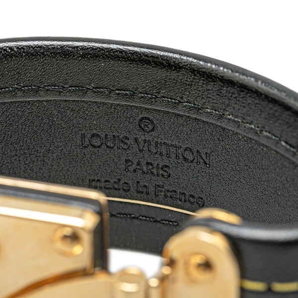 ルイ ヴィトン ブラスレ セリュール スハリ バングル M92750 ブラック ゴールド レザー メッキ レディース LOUIS VUITTON 【中古】