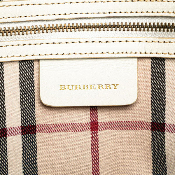 バーバリー ノバチェック ハンドバッグ トートバッグ ホワイト レザー レディース BURBERRY 【中古】