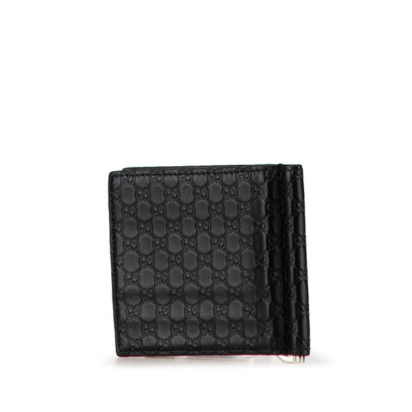 グッチ マイクログッチシマ マネークリップ 札入れ 544478 ブラック レザー メンズ GUCCI 【中古】