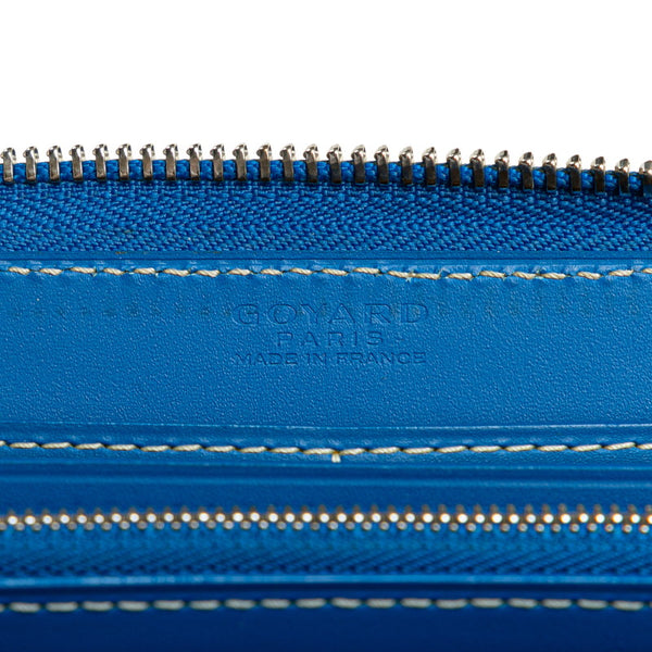 ゴヤール マティニョンGM ラウンドファスナー 長財布 ブルー PVC レザー レディース GOYARD 【中古】