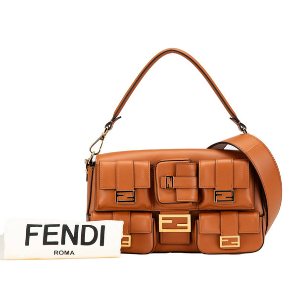 フェンディ マルチポケット バゲット ハンドバッグ ショルダーバッグ 2WAY 8BR808 ブラウン レザー レディース FENDI 【中古】