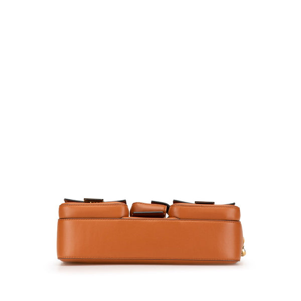 フェンディ マルチポケット バゲット ハンドバッグ ショルダーバッグ 2WAY 8BR808 ブラウン レザー レディース FENDI 【中古】