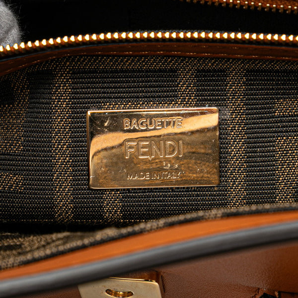 フェンディ マルチポケット バゲット ハンドバッグ ショルダーバッグ 2WAY 8BR808 ブラウン レザー レディース FENDI 【中古】
