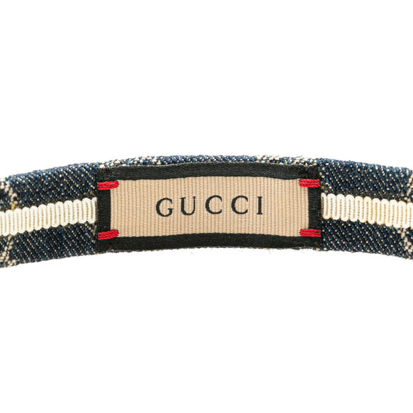 グッチ GG カチューシャ ヘアバンド ブルー デニム レディース GUCCI 【中古】