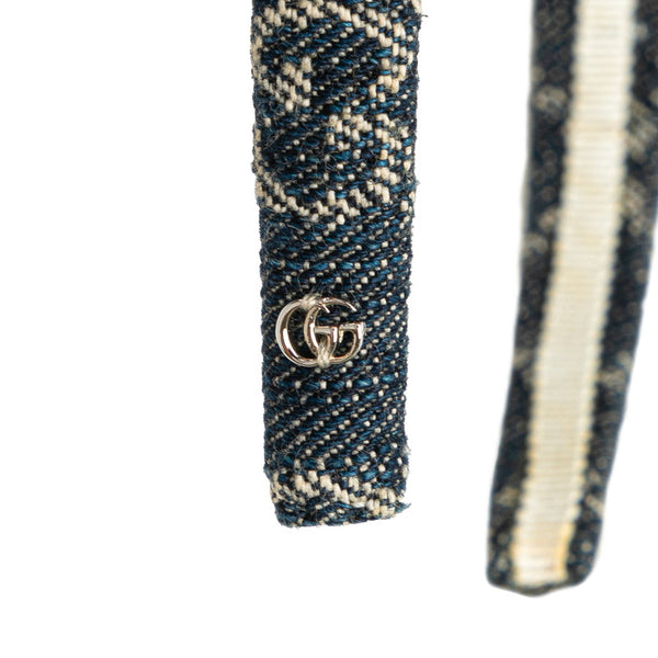 グッチ GG カチューシャ ヘアバンド ブルー デニム レディース GUCCI 【中古】