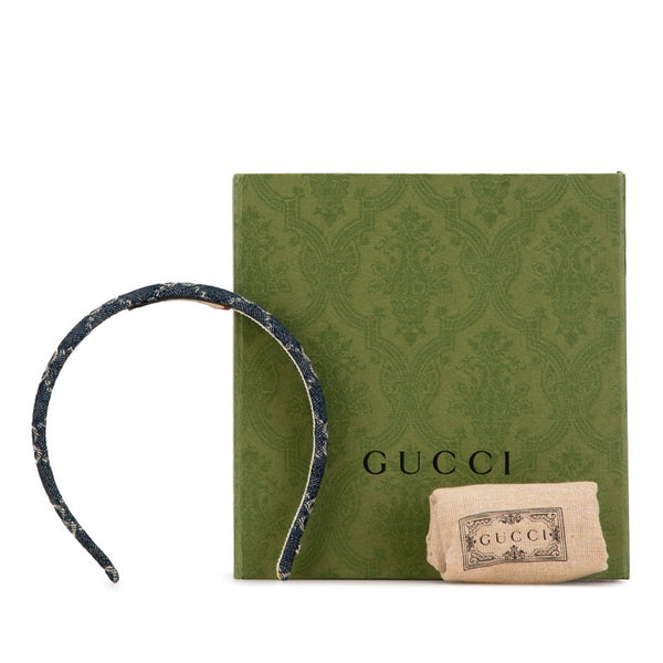 グッチ GG カチューシャ ヘアバンド ブルー デニム レディース GUCCI 【中古】